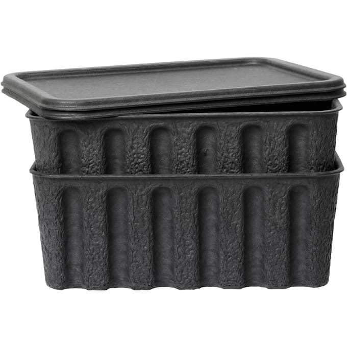 Ferm Living Paper Pulp Box Set van 2 - zwart - groot