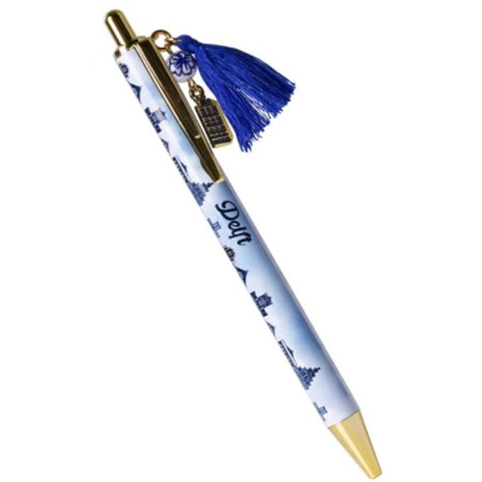 Heinen delfts blauw pen delft bedeltje
