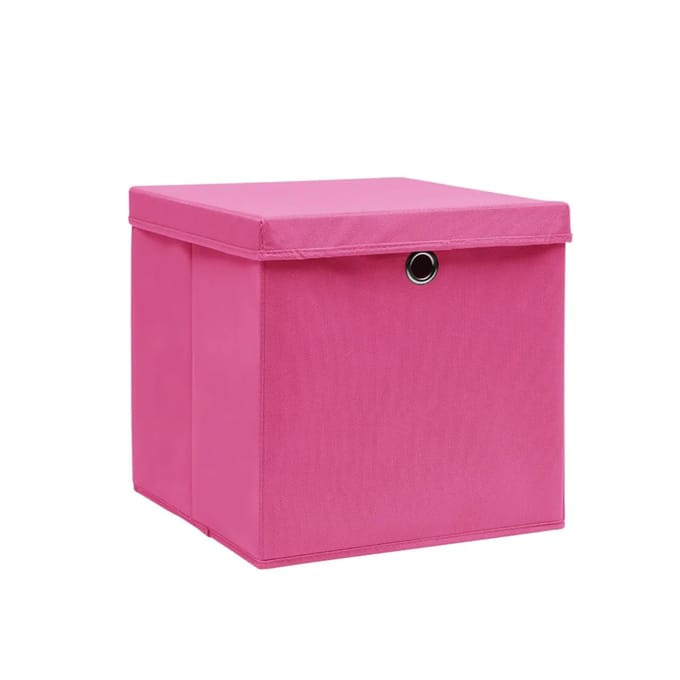 vidaXL - Opbergboxen - met - deksel - 10 - st - 28x28x28 - cm - roze