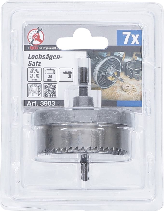 BGS Gatzaagset Ø 26 - 63 mm diepte 25 mm 7 delig