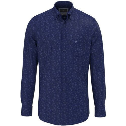 Fynch-Hatton Overhemd Allover Winter Flowers Misty Blue / male