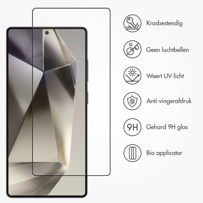 Accezz Screen Protector - Geschikt voor Samsung Galaxy S25 Ultra - Gehard Glas Full Cover Screenprotector met Bio Applicator