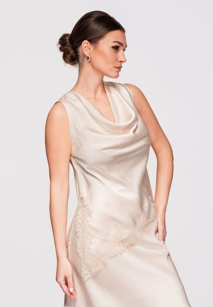 OMBRE Blouse - Loose Fit - Mouwloos - Geen Sluiting Beige M