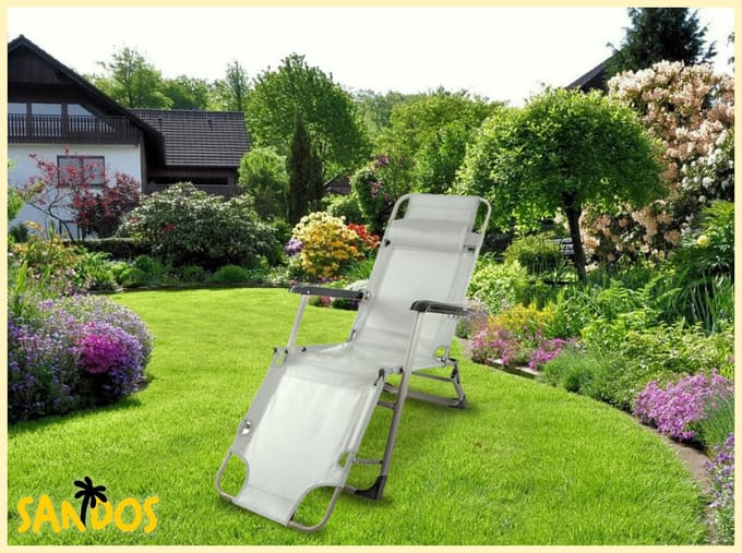 Ligbed tuin - grijs - 176x60x30 cm - weerbestendig