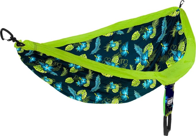 Eno Hangmat Doublenest Print 2,8 M Nylon Zwart/groen 4-delig