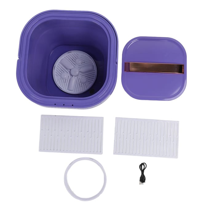 Machine à laver pliable, laveuse-sécheuse pliable, mini-machine à laver les sous-vêtements portable rechargeable violet
