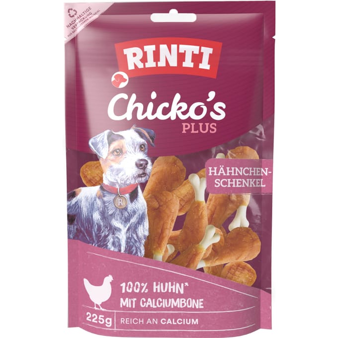 225g Extra Chicko Plus Kippendijen met Calcium RINTI Hondensnacks