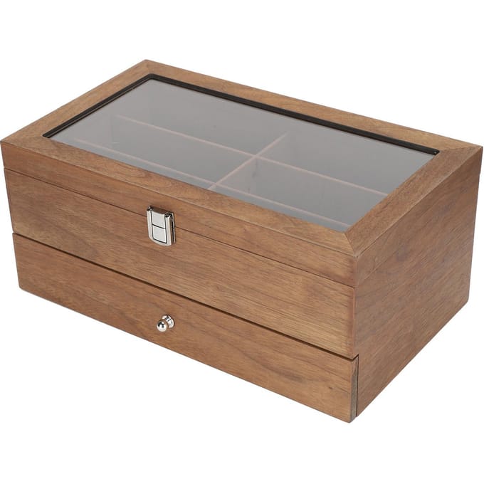 Boîte à lunettes en bois à 12 compartiments, double couche, présentoir à lunettes, boîte de rangement décorative gray