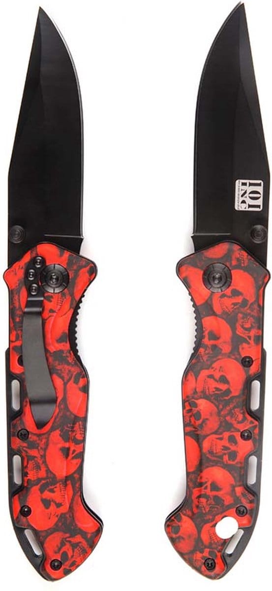101inc Zakmes Skull + Clip rood