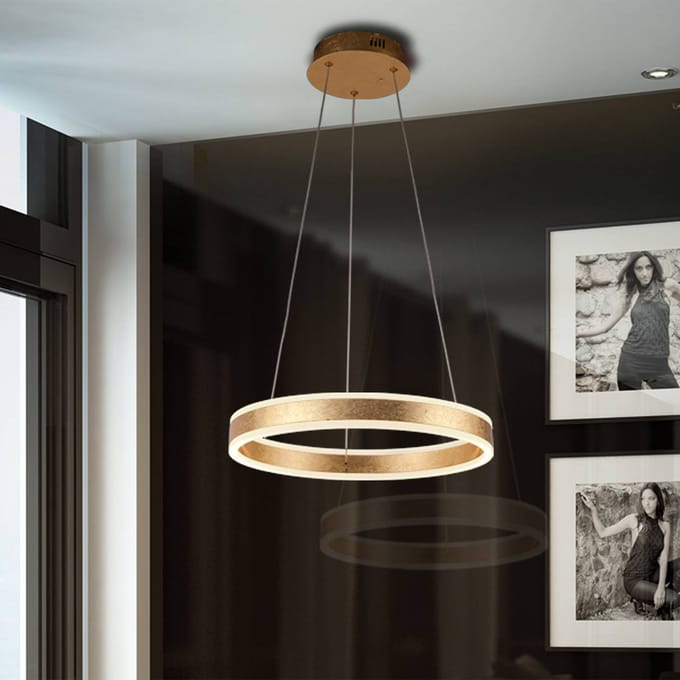 Schuller Valencia Helia LED hanglamp, goudkleurig, Ø 50 cm, metaal