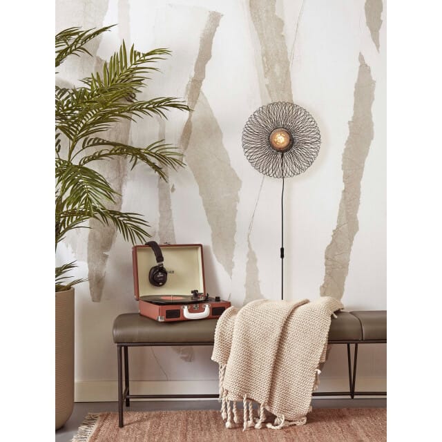 GOOD&MOJO Wandlamp Cango - Bamboe Zwart - Ø40cm - Binnen Bohemian