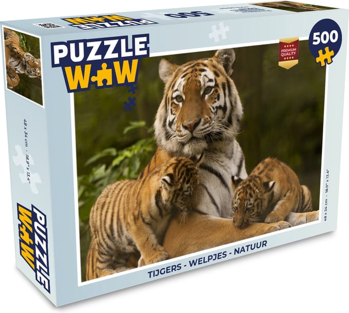 Puzzel Tijgers - Welpjes - Natuur - Legpuzzel - Puzzel 500 stukjes