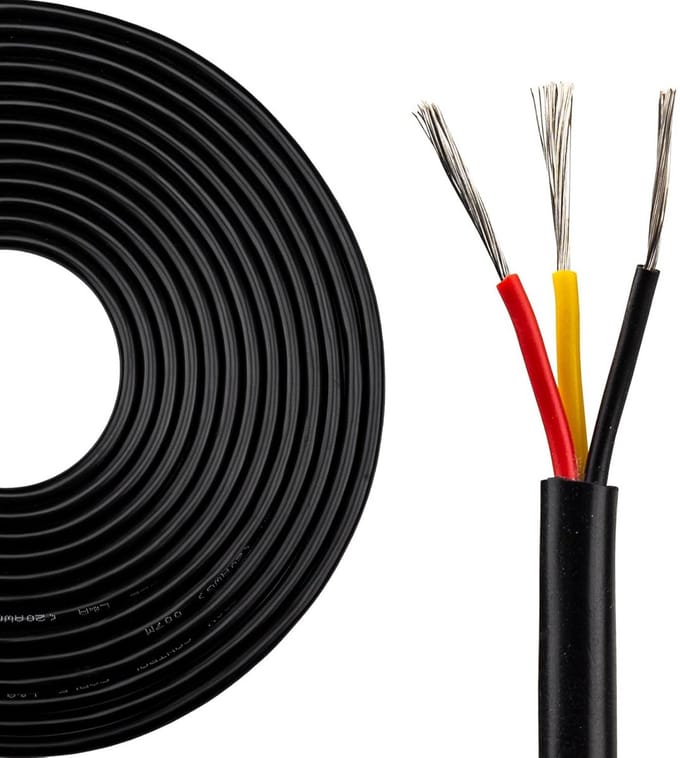 Elektrische Draad 22 AWG 3 Kernen Vertind Koper Kabel 7,62 Meter