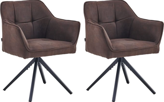 Colenis® - Pearl Eetkamerstoel - Set Van 2 - Bruin - Microfiber Stof - Microvezel - Industrieel