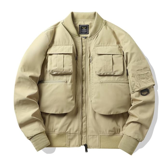 Bomberjack Heren Baseballuniform Multi-zak Werkjas Functionele Jas Drievoudig Bewezen Aanvalstop 4XL beige