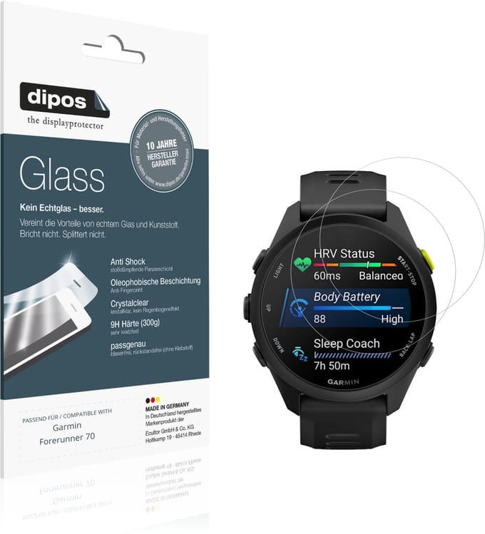 dipos – 2x Pantserfolie geschikt voor Garmin Forerunner 70 | 9H Screenprotector