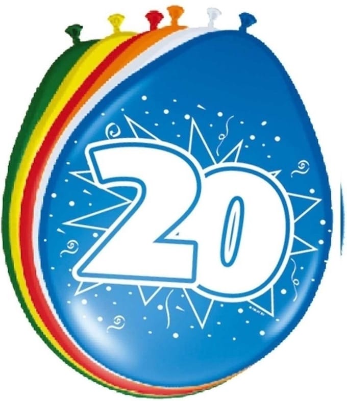 16x stuks Ballonnen versiering 20 jaar
