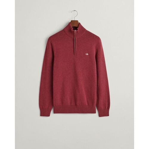 Gant Trui Casual Cotton Half Zip Rib Endings Plumped Red / male