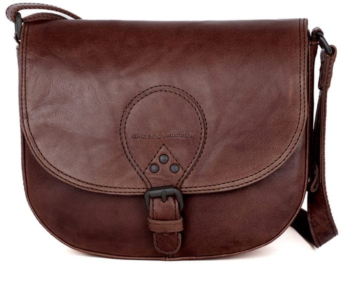 Leren Crossbodytas met klep - Nicolina - Donkerbruin