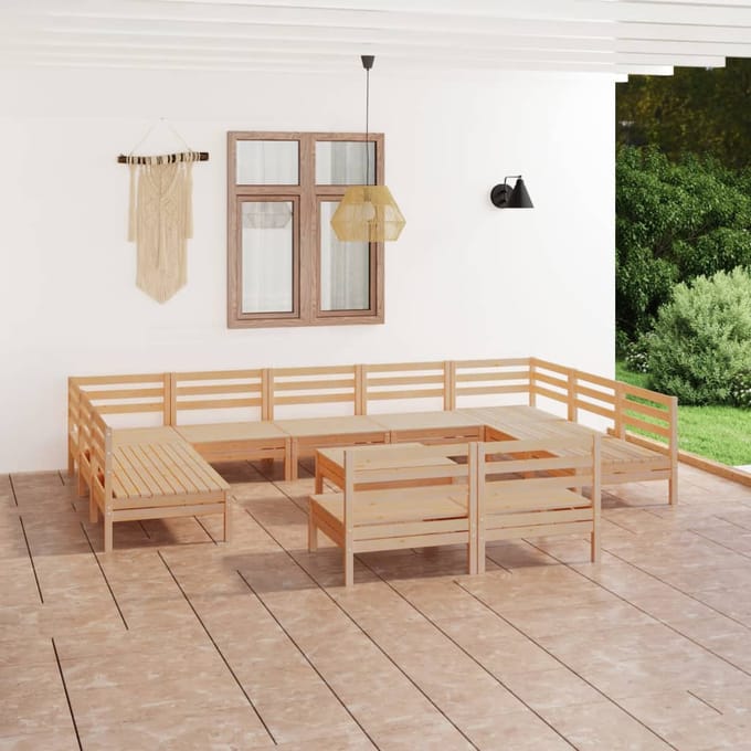 vidaXL - 12-delige - Loungeset - massief - grenenhout