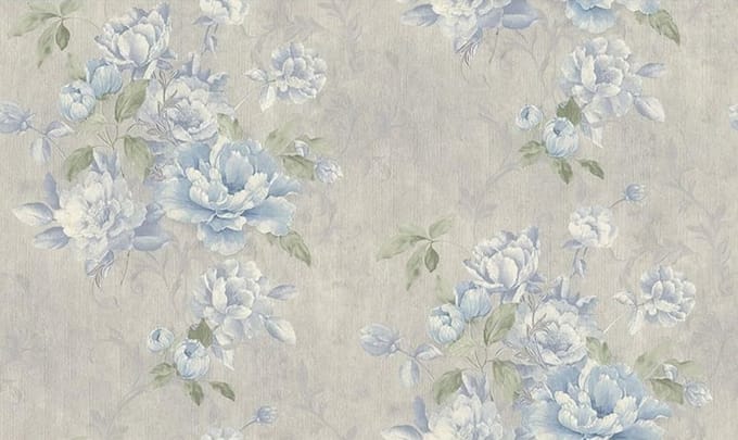 BLAUW BLOEMEN BEHANG DUBBELBREED 30565-3