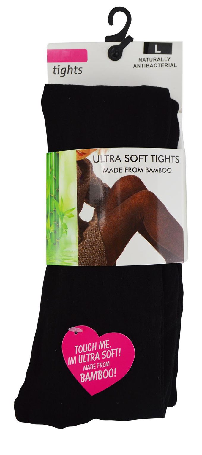 Set van 2 ondoorzichtige bamboe panty's voor dames in zwart - Zwart