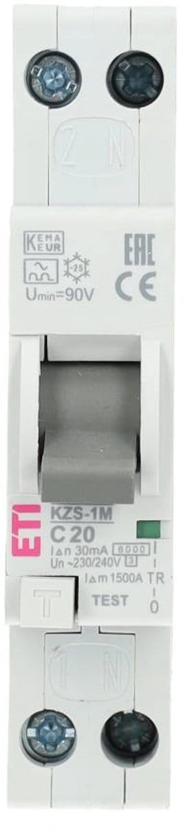 ETI aardlekautomaat 1-polig+nul 20A C-kar 30ma (432000215)