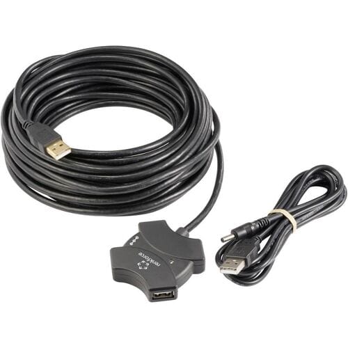 Renkforce RF-6270930 RF-6270930 USB-hub 4 poorten USB-A USB 2.0 480 MBit/s Met ingebouwde repeater Zwart