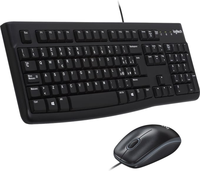Keyboard and Mouse Logitech Desktop MK120 USB Black Italian