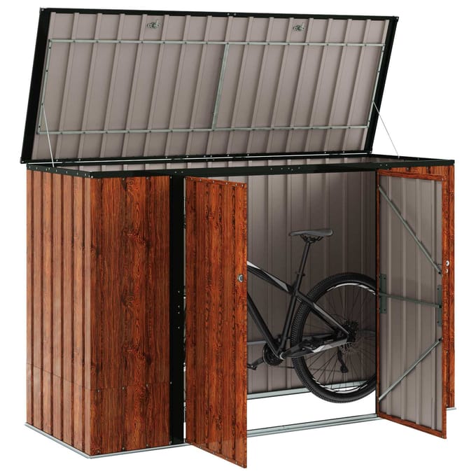 vidaXL - Tuinopslagdoos - Bruin - 214 - x - 82 - x - 132 - cm - Staal