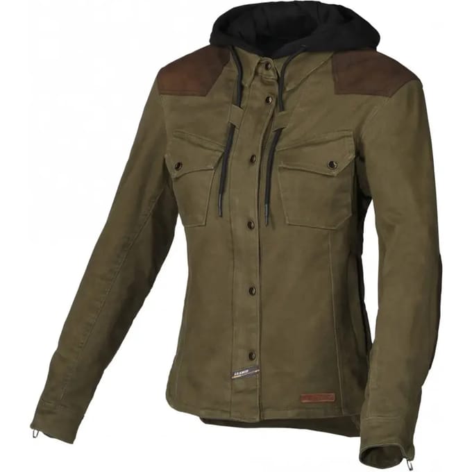 Dames motorjeansjack met capuchon Macna Inland