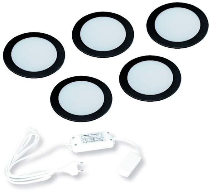 Hera FR-55 LED set van 5 spots inbouw 24V/15W zwart