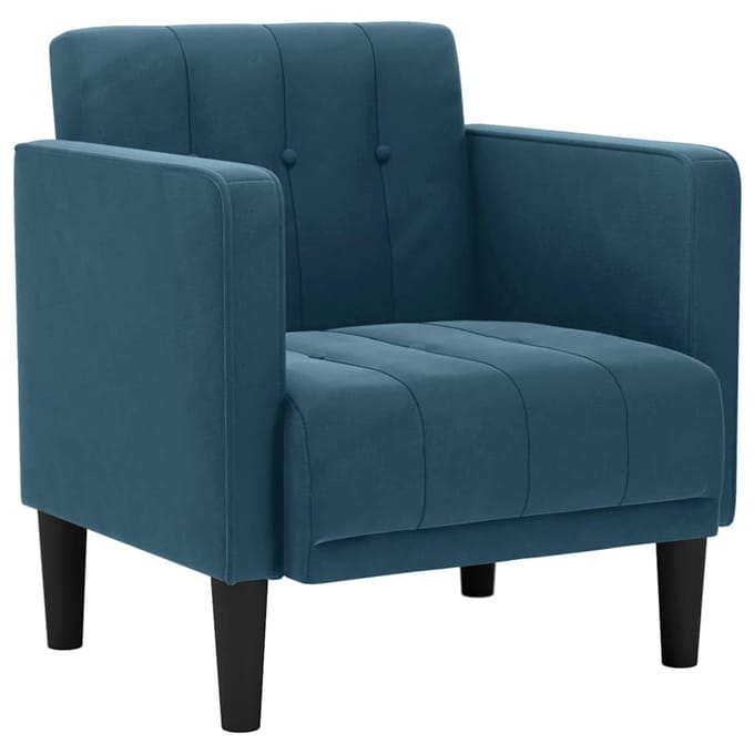 vidaXL - Fauteuil - met - armleuningen - Blauw - 53 - cm - Fluweel