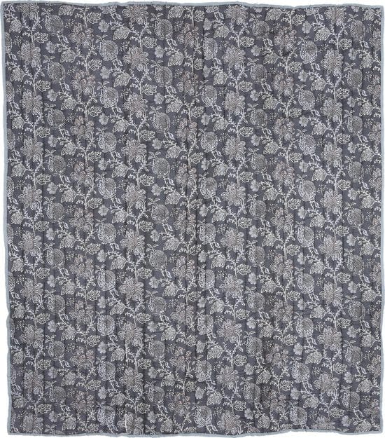 Mica Decorations Deken - Bloemenpatroon - 150 x 130 cm - Zwart