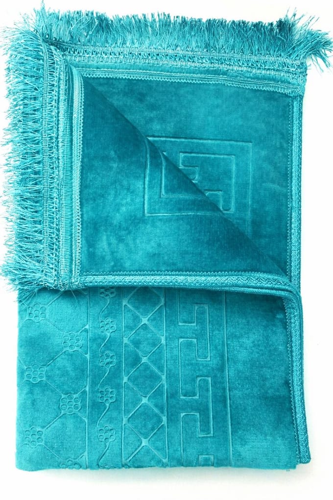 Gebedskleed - Blauw - 120x80cm - Fluweel Zachte Islamitische Gebed Kleed - Seccade