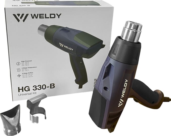 Weldy HG 330-B – Krimpkous Heteluchtpistool / Föhn 230V / 1600W Set incl. accessories - Weldy
