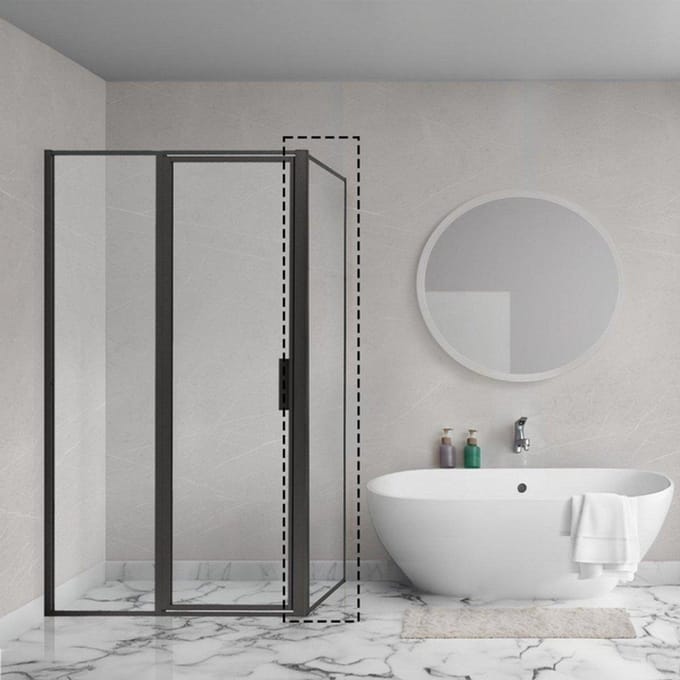 Aqua Vista Diasi inloopdouche - 100x200cm - 8mm - helder nano coating glas - frame - mat zwart
