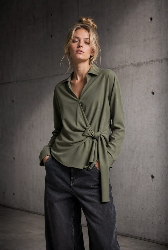 Vivi lyocell knot blouse | Army - Army / S
