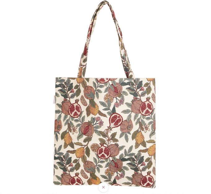 Boodschappentas - Luxe gobelinstof - Flat bag - Pomegranate and Lemon