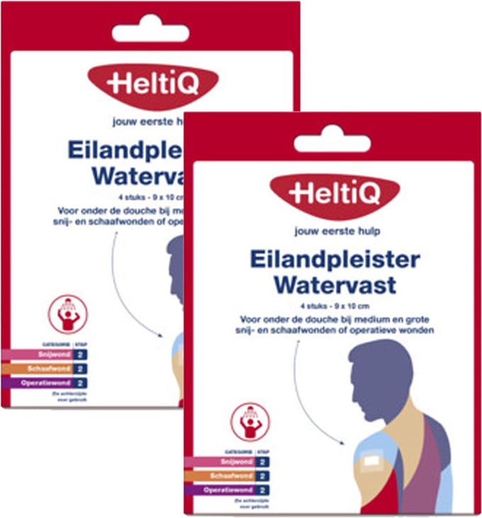 2 VERPAKKINGEN Eilandpleister Watervast - 4 STUKS- 9X 10 CM - HELTIQ