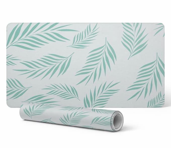 Antislip bureauonderlegger met palmbladerenprint 90x45 cm