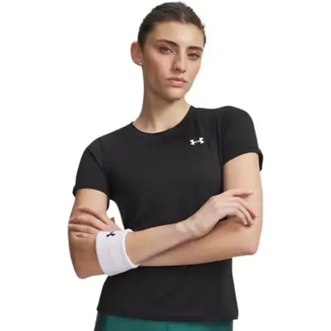 Under Armour Tech Mesh SS-BLK Dames Sportshirt - Zwart - Wit
