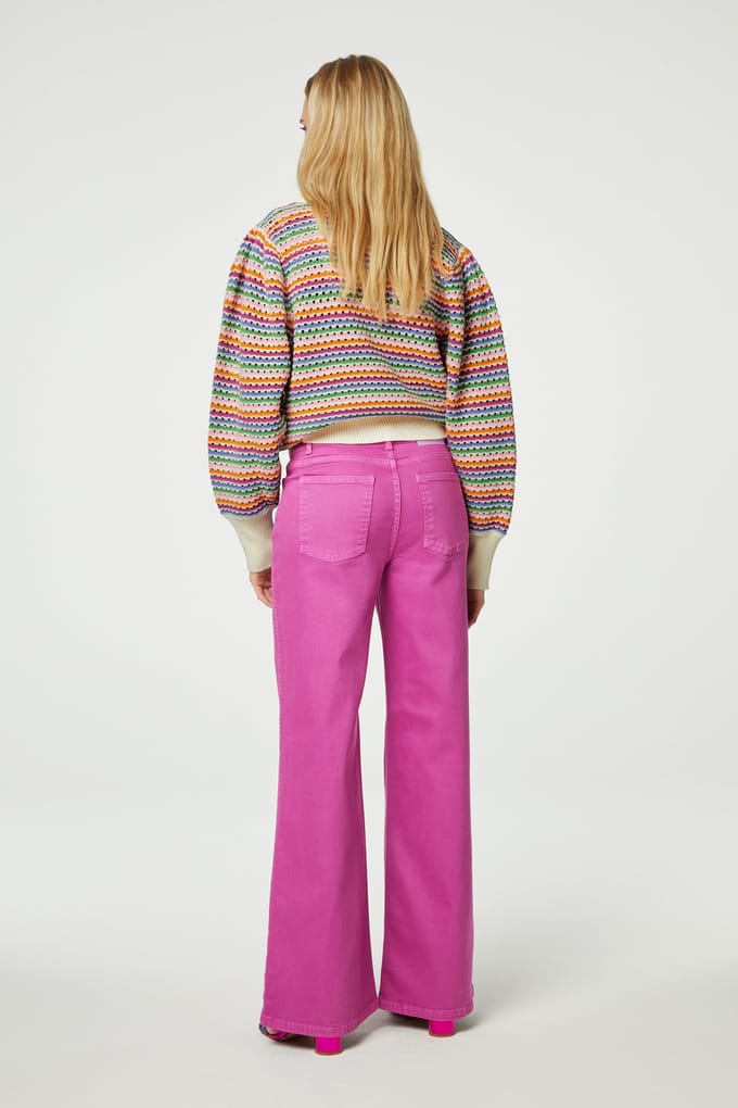 Fabienne Chapot Thea Wide Cassis Maat: W29L32 | Flared Jeans Outlet | Dames | Roze