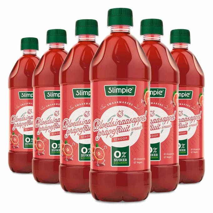 Slimpie Siroop Bloedsinaasappel Grapefruit - 6 x 650 ml - Voordeelverpakking