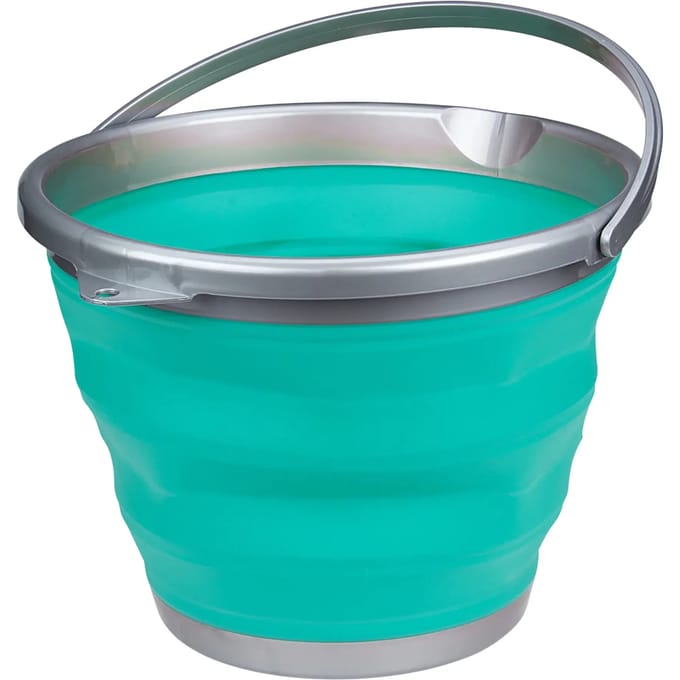Abbey Camp Opvouwbare Emmer - 15 Liter - Groen/Grijs - Met Handvat - Compact Opvouwbaar