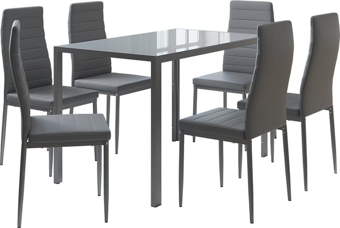 Vicco Grand Eettafel set – 120 x 75 cm Set van 6 Grijs