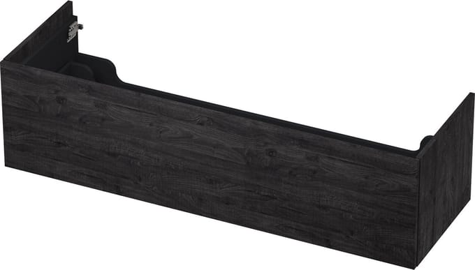 INK wastafelonderkast 1 lade greeploos push to open hout decor 140x45x38cm, houtskool eiken