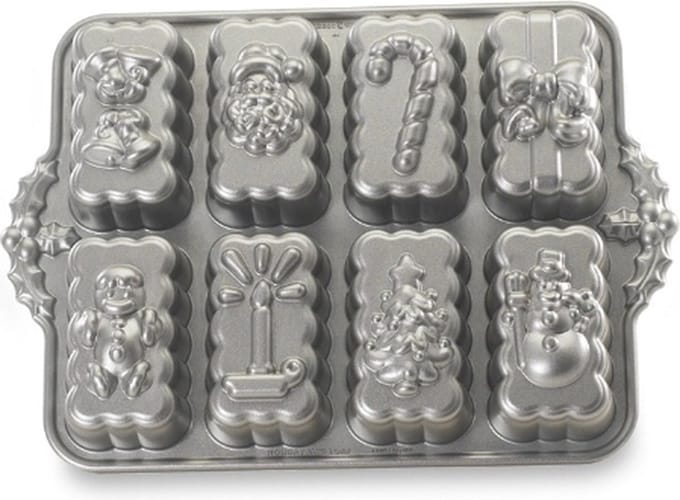 Bakvorm "Holiday Mini Loaf Pan" - Nordic Ware | Sparkling Silver Holiday