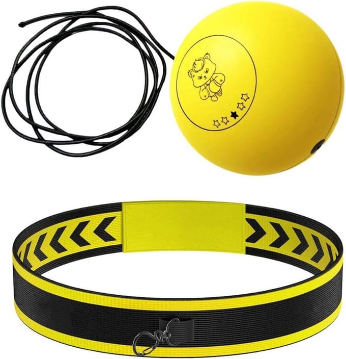 Boks Reflex Bal - Reactie Training - Oog Hand Coördinatie - Verbetert Reflexen - 9cm Gele Bal - Geel