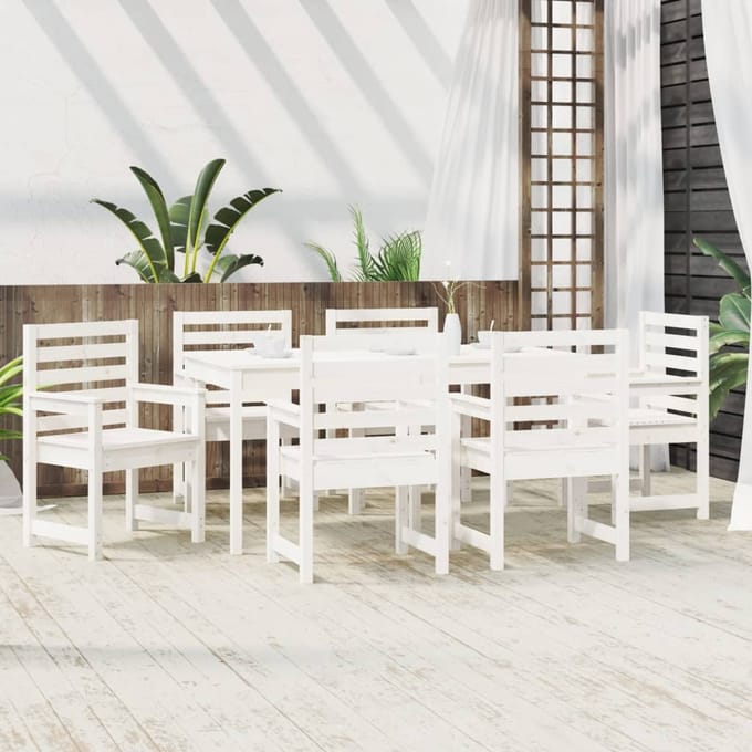 vidaXL - 7-delige - Tuinset - massief - grenenhout - wit